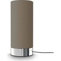Lampe de table en tissu Taupe I fonction tactile I 3 fois gradable I E14 I socle chromé I sans ampoule