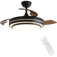 Ventilador de techo en negro mate con luz Silencioso (45 dB) 6 velocidades Iluminación LED tricolor Diámetro: 107 cm Aspas de MDF