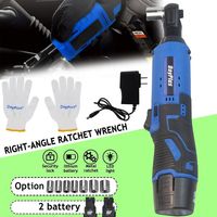 Brushed Ratchet Wrench Electric 3/8'' Cordless Right Ratchet 90° Angle Wrench Tools+ 2pcs 1500mAh Li-Ion Batteries,with LED Worklight,40N.m Torque Ratchet Wrenches Set,2300RPM Impact Power Tool