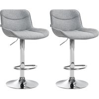 Lot de 2 tabourets de bar pivotant forme ergonomique surpiqûres décoratives en tissu gris cadre en métal chromé 100006200