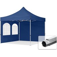 3x3m gazebo pieghevole PES 800 con laterali (finestre), PROFESSIONAL 40mm alluminio, blu scuro