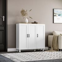 Buffet de salon à 3 portes et étagères réglables, style nordique, 90 x 30 x 90 cm, blanc.