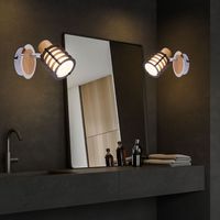 Applique murale applique murale spot lumineux en bois lampe spot mural, spot mobile, maison de campagne métal bois verre satiné, douille E14, LxlxH 14,7x10x12cm, lot de 2