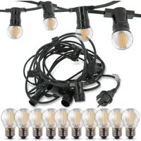 Guirlande guinguette Professionnelle 10 Ampoules LED E27 4W Blanc Chaud 10 mètres Interconnectable