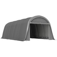 Outsunny – Abri voiture extérieur 3,6 x 7,2 m – Structure en acier galvanisé – Bâche PE UPF50+ – Grande porte zippée – Protection contre saleté et pluie légère