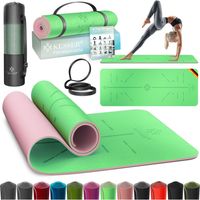 KESSER® Gymnastikmatte mit Tragegurt rutschfest TPE Yogamatte Gepolstert & rutschfest Fitnessmatte 183 x 61 Trainingsmatte für Fitness Sportmatte Mint / Rose