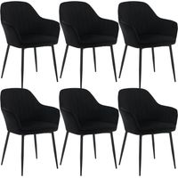 Klihome Set of 6 Velvet & Metal Legs Dining Chairs Accent home & restaurants, Black