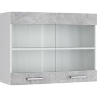Armoire suspendue universelle R-Line, Béton, 80 cm avec portes vitrées, Vicco