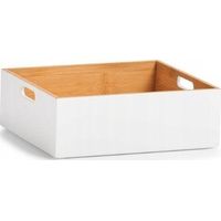 Zeller Caja de almacenamiento blanca de bambú 30x27x10,5 cm
