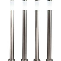 Etc-Shop – Lot de 4 lampes sur pied d'extérieur – Acier inoxydable – IP44 – 110cm de hauteur – Culot E27 – Non inclus : ampoules
