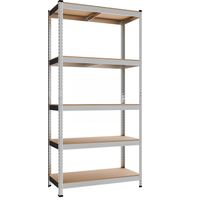 Scaffale a 5 ripiani - Ripiani portaoggetti 40 x 90 x 180 cm, Ripiani in acciaio resistente, Argento