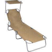 Bain de soleil Moderne Chaise longue pliable Transat avec auvent Taupe Aluminium GF61021