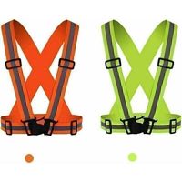 Chaleco reflectante (2 unidades): brazalete ajustable de alta visibilidad, arnés de seguridad fluorescente, para ciclismo, correr, caminar, trotar y motocicleta.