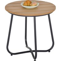 Table de Jardin Rond Listons Ø49x48 cm Patas Ajustables Bois Noir