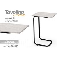 Weißer Servitto-Sofatisch mit Metallstruktur cm 40 x 30 x 60 h