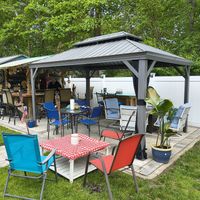 Purple Leaf Pergola de Jardin Aluminium Hardtop Gazebo avec LED – Tonnelle Extérieure avec Rideaux et Moustiquaires, Pavillon à Double Toit en Acier Galvanisé – 4,25 × 3 m – Gris Clair