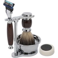 Kit de tondeuse à barbe pour homme avec porte-savon et brosse - Ensemble d'outils de soin professionnel