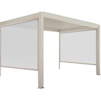 Pergola bioclimatique adossée 3x4m et 2 stores bois crème