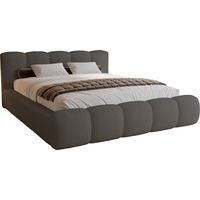 Lit coffre 180x200 Ravello - lit bouclé avec rangement, sommier - Gris foncé (Lambi 12)