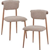 ADRIA - Lot de 2 chaises en tissu taupe pieds couleur bois