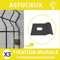 Fixation Murale Grise Panneau Grillage Rigide - Lot de 3