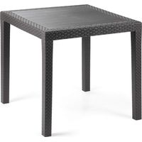 Progarden Tavolo tavolino King in Dura Resina Finto Rattan Vimini Nero Antracite Bar casa