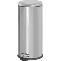 Poubelle à pédale 30L acier inoxydable avec couvercle automatique, seau intérieur amovible, argenté, Ф29.2 x 62.9 cm