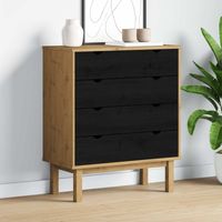 vidaXL Commode OTTA Noir 76,5 x 39,5 x 90 cm Bois de pin massif
