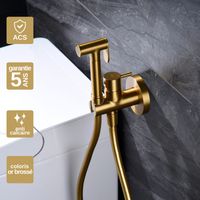 Kit Douchette hygiénique à encastrer pour WC ou bidet or brossé – Design moderne et Économie d'eau - MUNICH IMEX