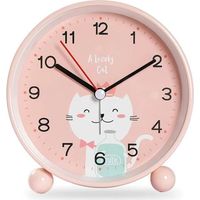 Auto educativa per ragazze e bambini - giorno/notte, facile da guidare e impilare, luce notturna silenziosa senza ticchettio, sveglia - gattino rosa