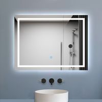 700x500mm Bathroom Mirrors with LED Lights Illuminated Backlit Wall Mount Light Up Mirror Dimmable Switch Horizontal/Vertical Heated Pad Demister