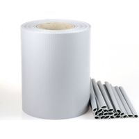 Cinta para vallas de 19 cm x 35 m, color gris claro, con clips de sujeción.