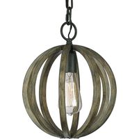 Elstead Allier - 1 Light Spherical Cage Ceiling Mini Anhänger Dark Wood, Antik Eisen, E27
