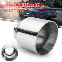Universal Stainless Steel Exhaust Tip Double Wall Round Slant 2.5'' Inelt 4'' Outlet