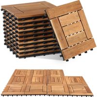 Wolketon Holzfliesen Kachel 55x Set 5m² geeignet als Terrassenfliesen und Balkonfliesen aus Akazien Holz 30x30 cm für Garten Terrasse Balkon