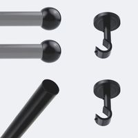Kit de tringle à rideaux Noir Mat 200cm Diam.20mm Embout Boule - Fixation Plafond - Boulet