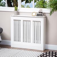 Cache-radiateur blanc 90x18x84 cm en MDF, design moderne, étagère verticale pour radiateur de salon