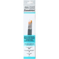Winsor & Newton Foundation 4 Pennelli Acquarello - Round 3,5 - Filbert 2 - Flat 4