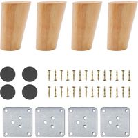 Set mit 4 Möbelbeinen aus Holz, 8 cm Ersatz-Sofabeine mit Zubehör (geneigtes Design)