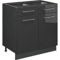Mobiletto base per cucina Fame-Line, Antracite lucido, 80 cm , PL Antracite, Vicco