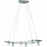 Lampada a sospensione 6 fiamme LED lampada da tavolo lampada a sospensione lampada da soggiorno, acciaio inox spazzolato, vetro, 6x 5W 6x200lm bianco caldo, LxH 71 x 160 cm, Massive 40596/48/10