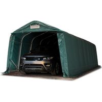 TOOLPORT Carpa Garage 3,3x9,6 m PVC 800 N de alta resistencia Garaje portátil Cobertizo compacto de almacenamiento Refugio 100% impermeable verde