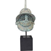 Design Toscano Ancient Helmet Statua Elmo Gladiatore Antico Romano di Pompei, Metallo, Verde, 37x29x73.5 cm
