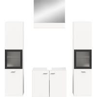 Ensemble 2 colonnes vitrées + 2 meubles décor blanc - BOSTOZ