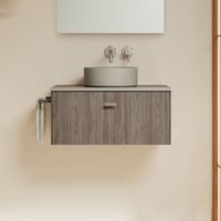 MEI TOP 60cm Meuble et vasque à poser avec un tiroir, Orme Gris. (Avec mirroir)