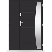 Porte d'entrée double Théophane - 130-140-150x208cm - Couleur: Noir - Poussant: Droit - Dimensions: 100x40