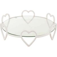Plat de Présentation en Verre "Cœur" 36cm Blanc