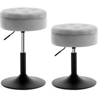 WOLTU 2x Height Adjustable 360°Rotatable Padded Swivel Comfortable Upholstered Seating with Storage, Light Grey