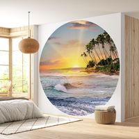 Papier peint rond / cercle - Mer couché de soleil - Diamètre 60 cm