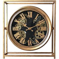 Horloge à mécanisme encadrée métal doré 38x11x42cm
